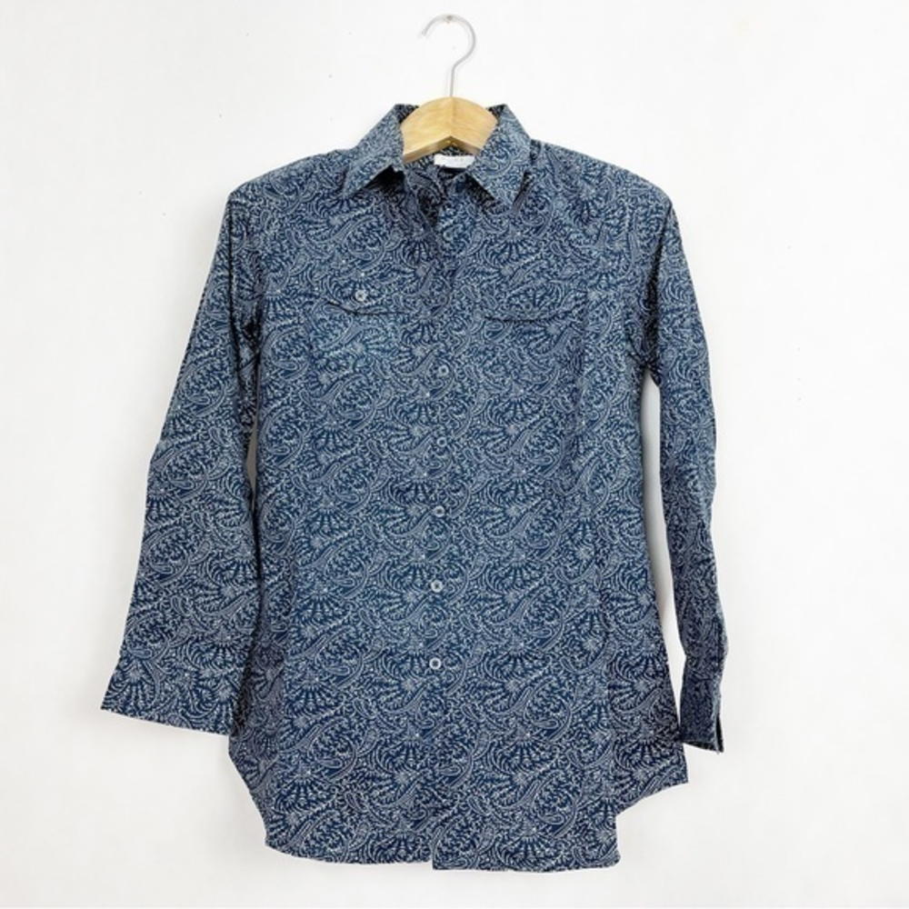 Women’s Pure Alfred Sung Buttoned Shirt Navy & White Size‎ Medium
